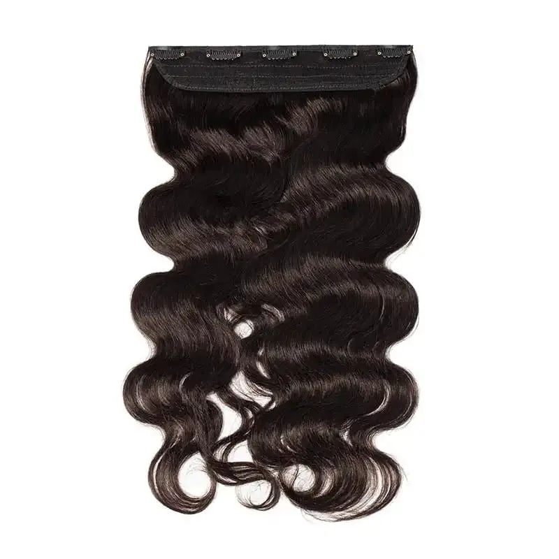 Curly One Piece Clip In Hair Extensions 100G Invisible Body Wave Human Hair With 5 Clips Natural Wave Clip In Hair Extensions