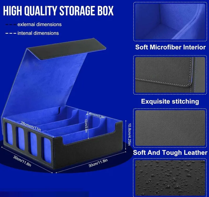Card Storage Box Holds 2400+ Single Sleeved Cards Includes 4 Card Stoppers and 24 Card Dividers Suitable for TCG Trading Card