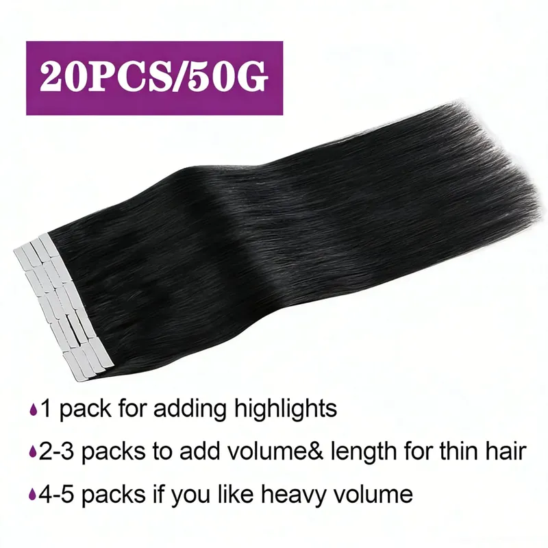 Tape In Hair Extensions Virgin Human Hair Chocolate Dark Brown Silk Straight Invisible Tape On Extensions for Women 50G 20pcs