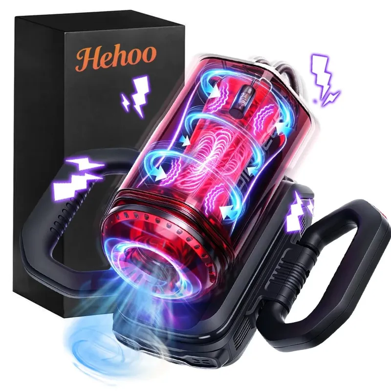 Upgraded Automatic Male Masturbator 7 Modes Suction Vibration Thrusting Portable Handle Pocket Pussy Stroker Blowjob Sex Toys