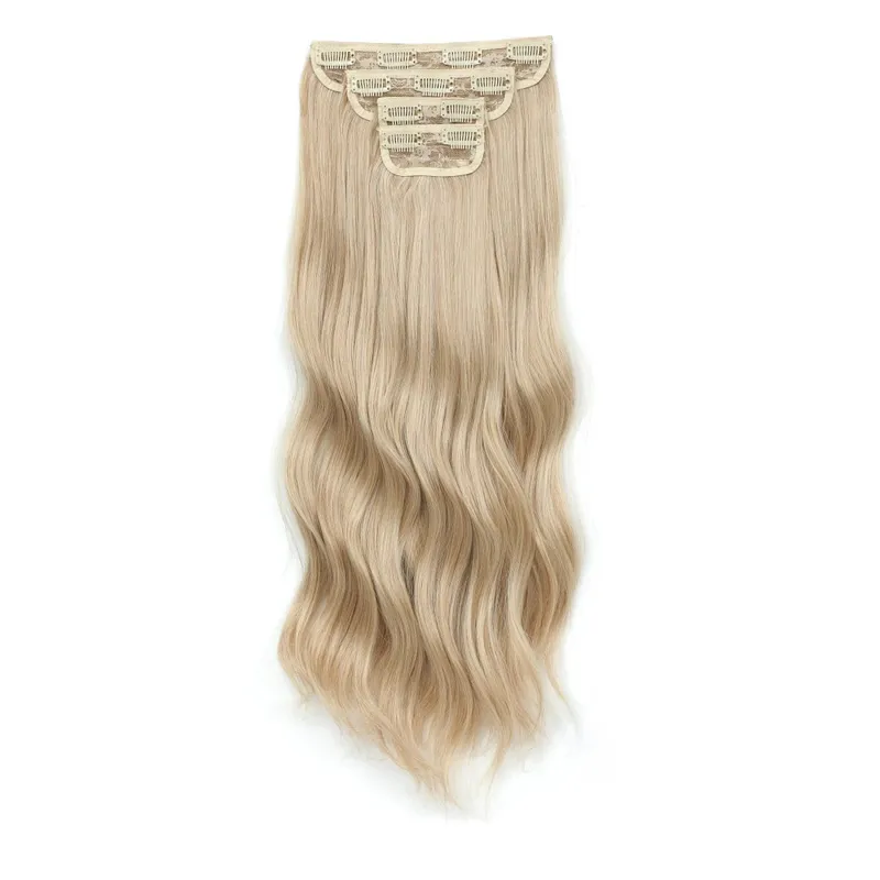 24Inch Clips Body Wave Bundle Ombre Grey Blonde P27/613 4Pcs/Lot Clip In 220g Ombre Brown 6# High Temperature Bio Synthetic Hair