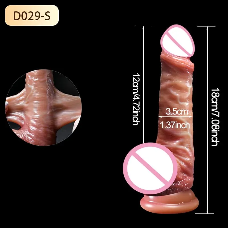 Realistic Silicone Dildo Black Soft Penis Sliding Foreskin Cock Male Genitals Vaginal Masturbation Suction Cup Dick Anal Sex Toy