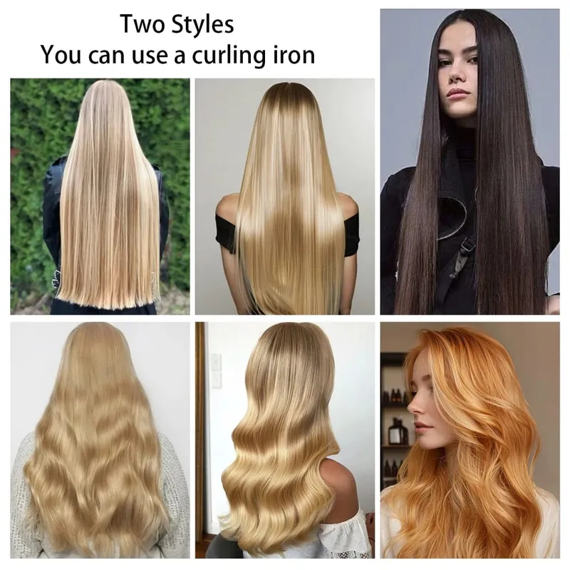 6-Piece Set 24-Inch Synthetic Clip-On Hair Extensions Straight Hair Removable Lightweight Synthetic Wig Women's Exclusive