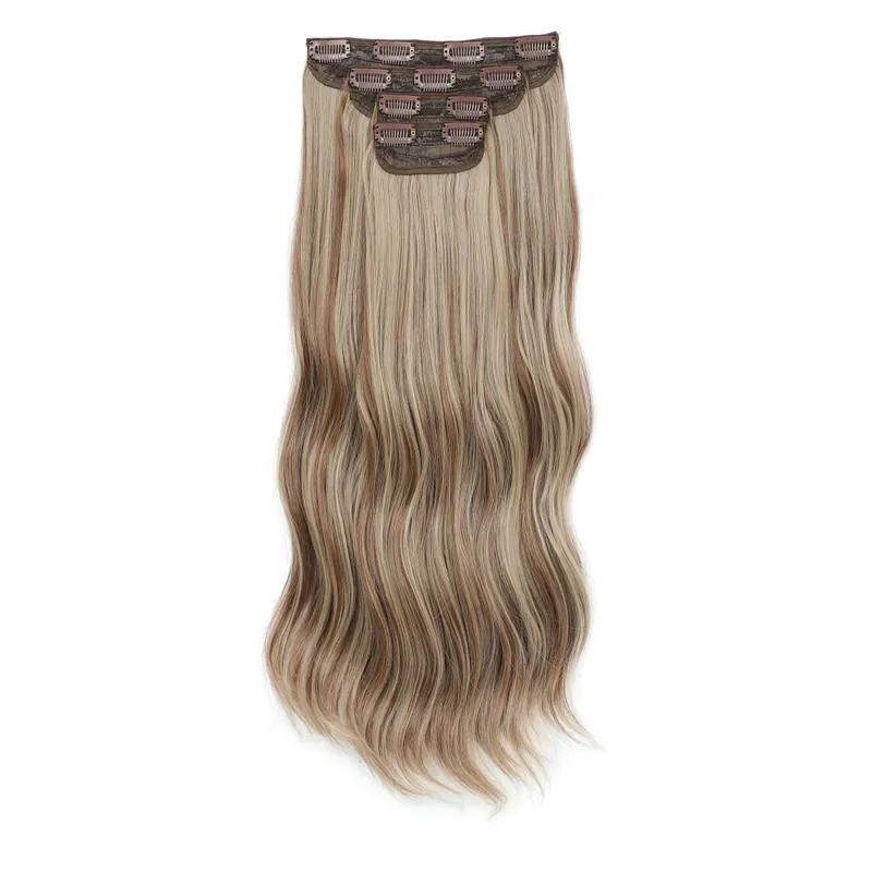 24Inch Clips Body Wave Bundle Ombre Grey Blonde P27/613 4Pcs/Lot Clip In 220g Ombre Brown 6# High Temperature Bio Synthetic Hair