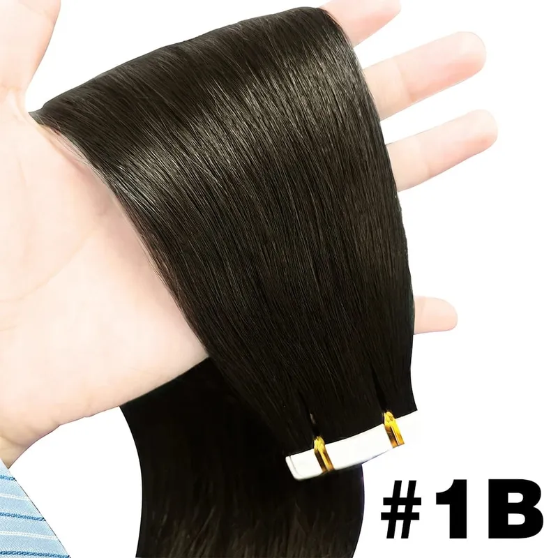 Natural Color Tape In Hair Extensions Human Hair Silk Straight Seamless Invisible Tape In Extensions Color P4/27 20Pcs for Women