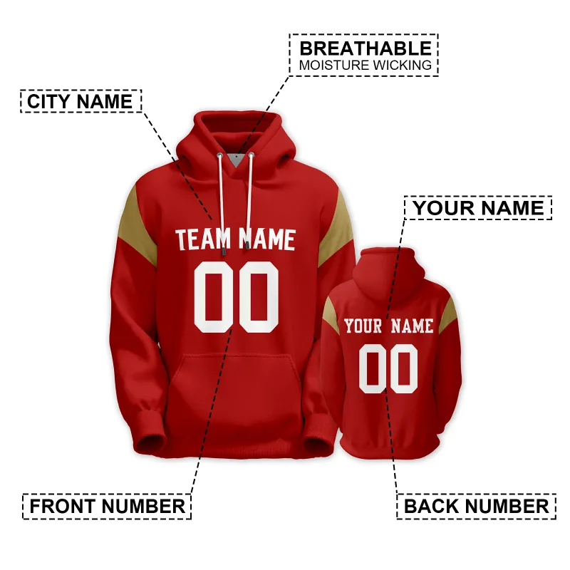 Men's Custom Football Hoodie Personalized Printed Team Name Number Sweatshirt Game Day Pullover Gift