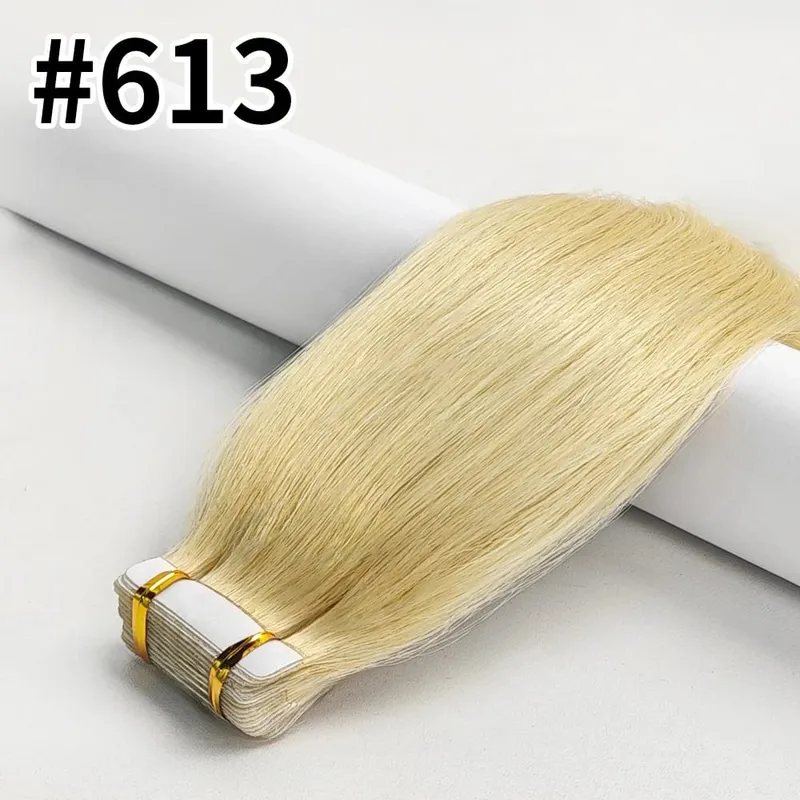 Natural Brazilian Tape Ins Hair Extensions Straight Seamless Tape In 100% Human Hair Adhesive Tape In 20/40/60pcs Hair For Women