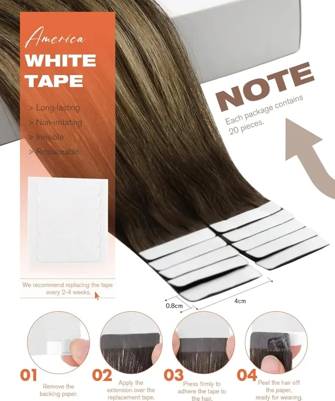 VeSunny Remy Tape In Hair Extensions 100% Brazilian human Natural Hair 12-24 inches 30&50G Balayage Color Seamless Tape Hair