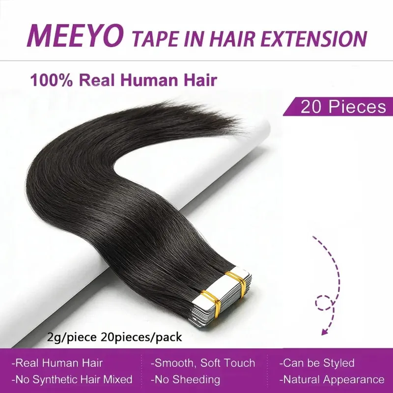Tape In Hair Extensions Virgin Human Hair Chocolate Dark Brown Silk Straight Invisible Tape On Extensions for Women 50G 20pcs