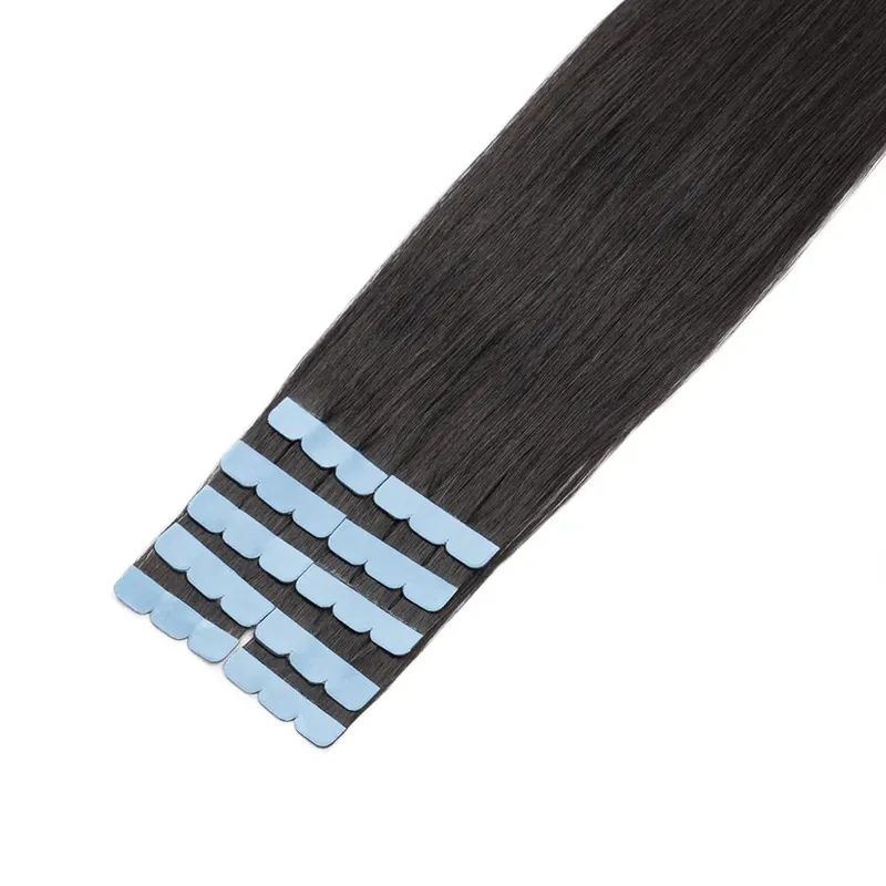 Mini Tape in Hair Extensions Human Hair 3x0.8cm Tiny Interface Tape Ins 360° Movement For Add Side Hair Volume Only 10pcs