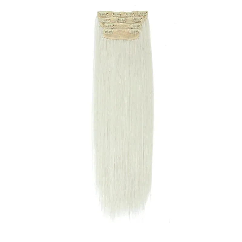 Straight High Temperature Fiber 11 Clips Ins Hair Extensions 24 Inch Orange Brown Synthetic Hair Daily Use Hair Pieces For Women