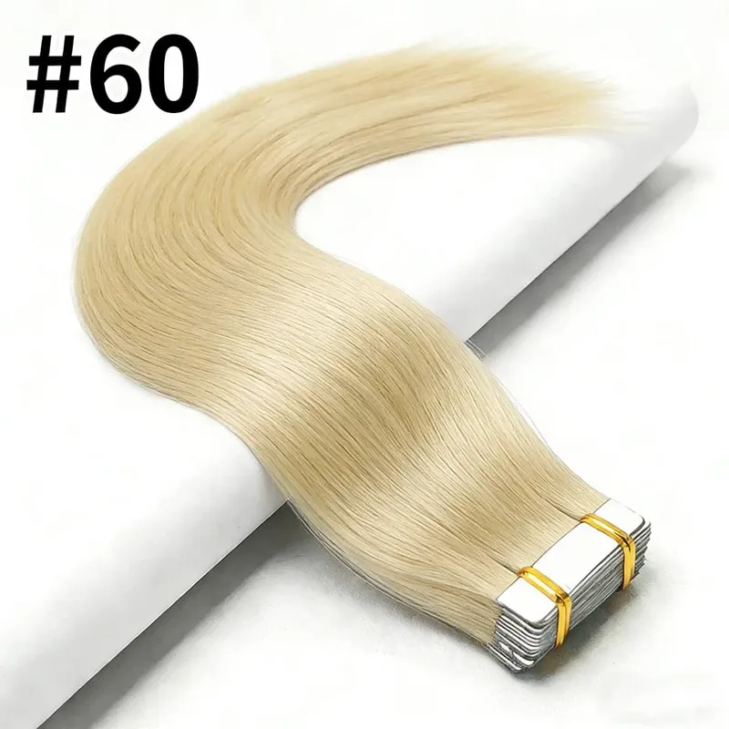 Tape In Hair Extensions Human Hair 50G 20Pcs #4/27 Highlight Color Tape Ins Straight Double Sided Skin Weft Remy Human Hair Tape