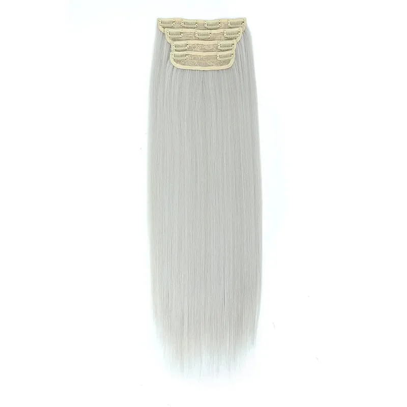 200G/lot Orange 11 Clips Ins Hair Extensions 24 Inch 4Pcs/lot Straight Highlight Synthetic Hair Clip Ins Daily Use Hair Pieces