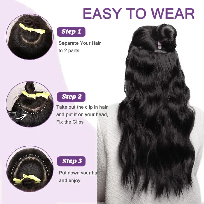 Curly One Piece Clip In Hair Extensions 100G Invisible Body Wave Human Hair With 5 Clips Natural Wave Clip In Hair Extensions