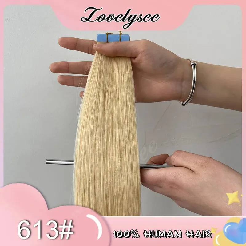 Balayage Tape In Hair Extensions Human Hair 100% Remy Hair Straight Seamless Invisible 20Pcs/40Pcs Tape Ins Human Hair Chick End