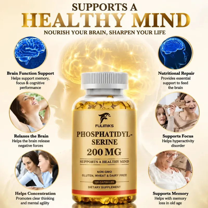 PhosphatidylSerine Capsules Premium Brain Health Supplement Supports Memory Healthy Mind & Cognitive Function Relieve Stress