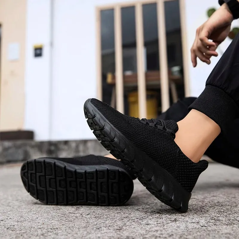 Men's Mesh Knit Slip On Shoes Breathable Lightweight Walking Sneakers Soft Sole Casual Dad Shoes