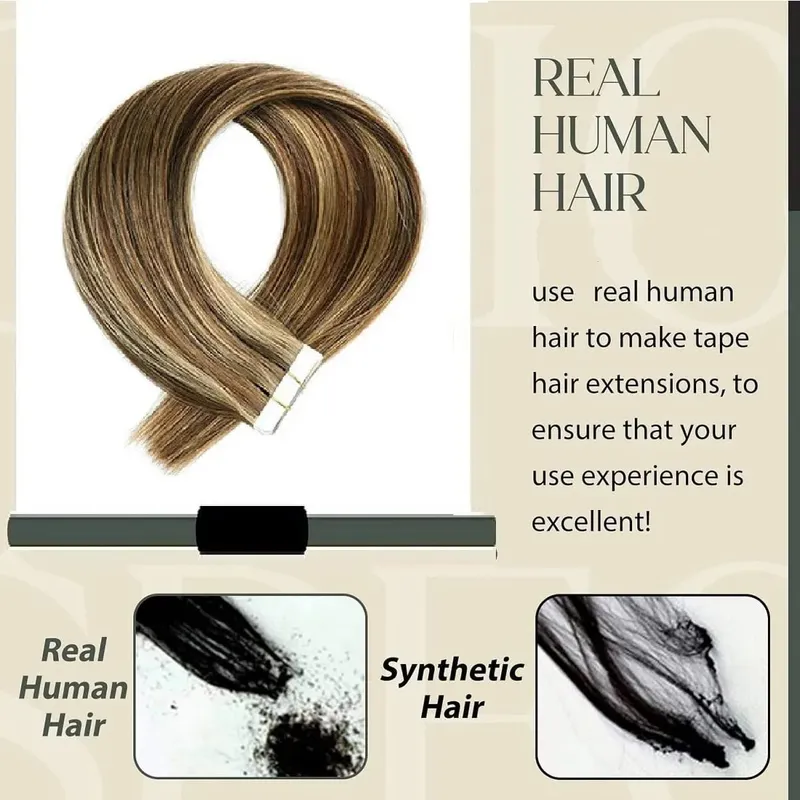 Invisible Tape In Hair Extensions 100% Remy Human Hair Piano Color Brown Mixed Honey Blond Tape Ins Hair Extensions