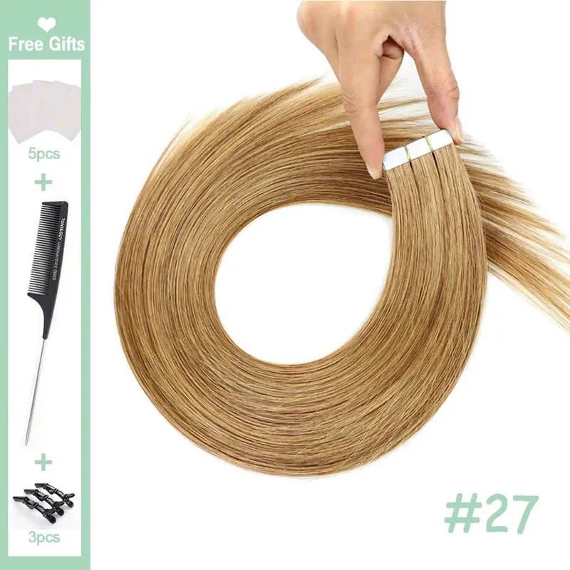 12-24" Brazilian Remy Hair 20pcs Straight Seamless Invisible Tape In Human Hair Extensions Tape In Hair Extensions Human Hair