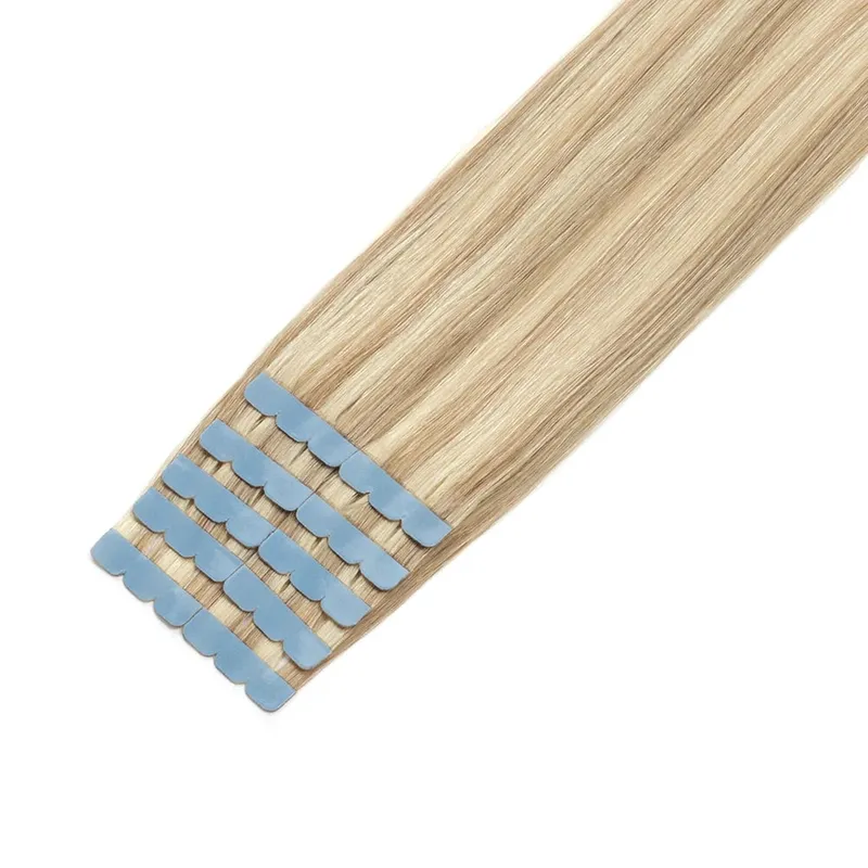 Mini Tape in Hair Extensions Human Hair 3x0.8cm Tiny Interface Tape Ins 360° Movement For Add Side Hair Volume Only 10pcs