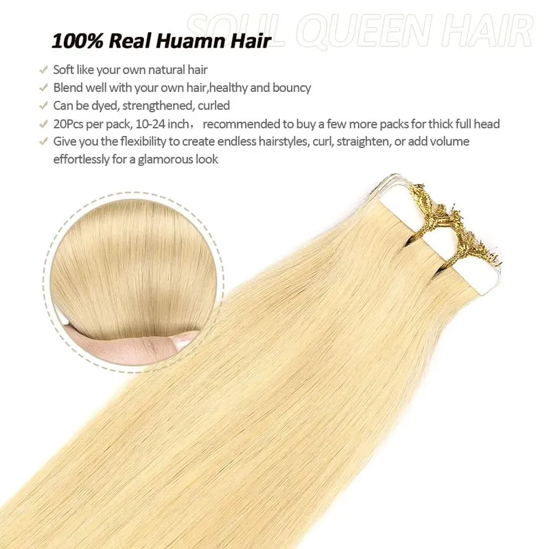 14-24" Invisible PU Extensions 50g Brazilian Remy Human Hair Tape in Hair Extensions Real Human Hair for Women Hair Extensions