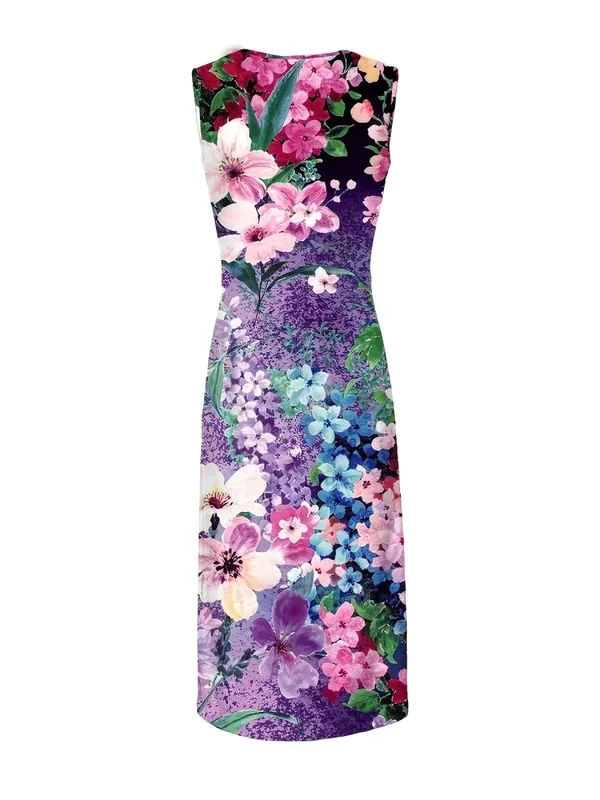 2026 New Women's Dress Fashion Floral Print New Sleeveless Design Dresses Summer Outdoor Beach Vacation Ankle Long Women's Dress