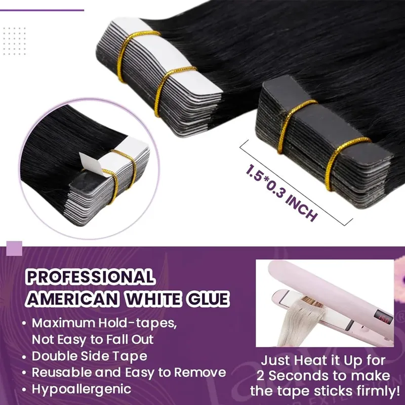 Natural Color Tape In Hair Extensions Human Hair Silk Straight Tape In Extensions Seamless Invisible Color P4/27 50G for Women