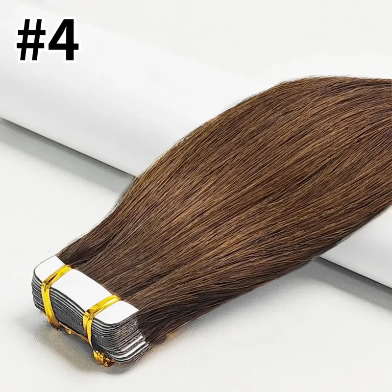 Tape in Hair Extensions Straight Human Hair Remy Tape in Human Hair Extension Natural Color Seamless Silky Straight Skin Tape In