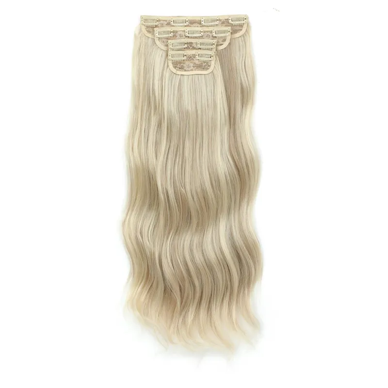 24Inch Clips Body Wave Bundle Ombre Grey Blonde P27/613 4Pcs/Lot Clip In 220g Ombre Brown 6# High Temperature Bio Synthetic Hair