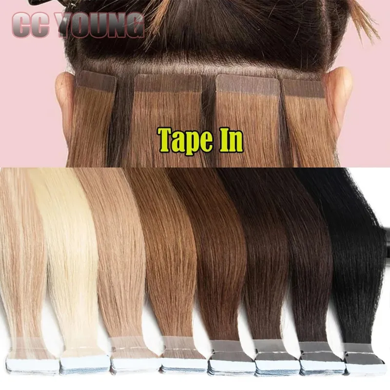 Invisible Tape In Hair Extensions 100% Remy Human Hair Piano Color Brown Mixed Honey Blond Tape Ins Hair Extensions