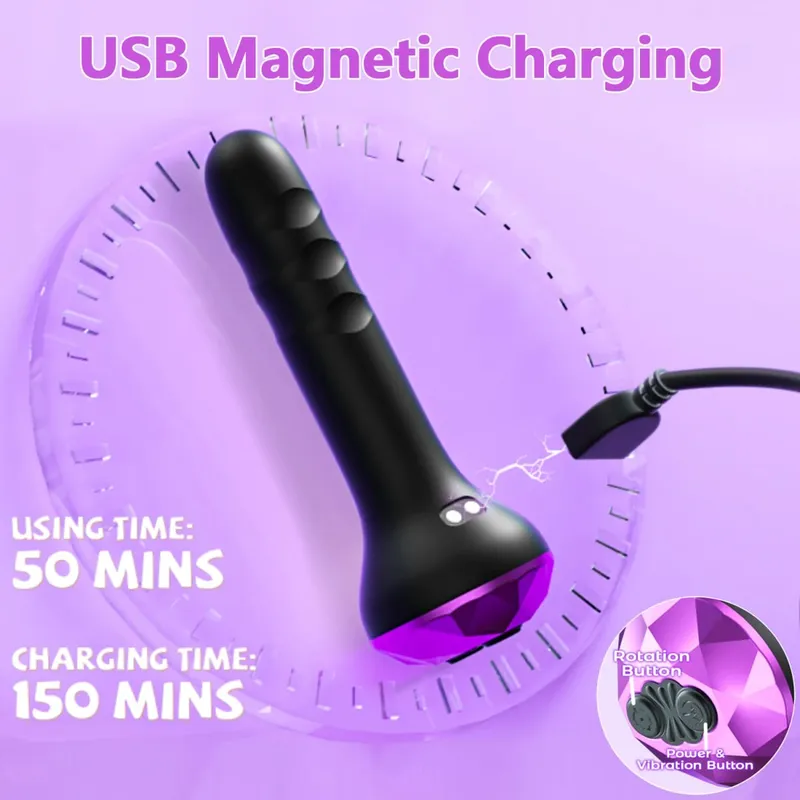 Anal Vibrator Male Prostate Massager Rotating Vibrating Butt Plug Adult Sex Toy for Women Men Gay Couples Dildo Masturbator 18+
