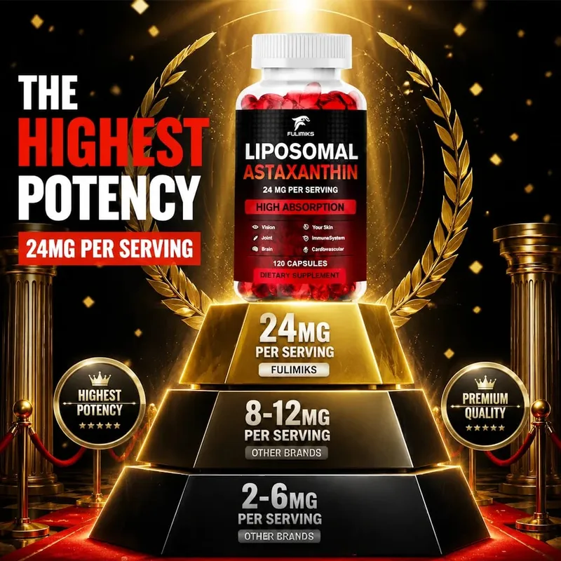 Liposomal Astaxanthin Capsules with Phosphatidylcholine Support Antioxidant Brain Eye Cardiovascular Joint & Skin Health
