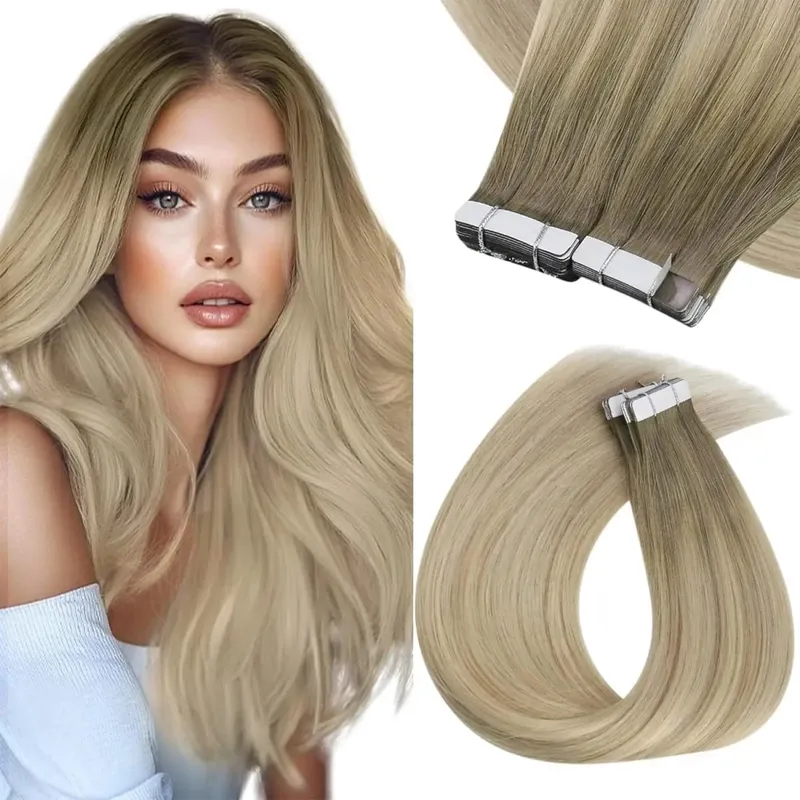 VeSunny Remy Tape In Hair Extensions 100% Brazilian human Natural Hair 12-24 inches 30&50G Balayage Color Seamless Tape Hair