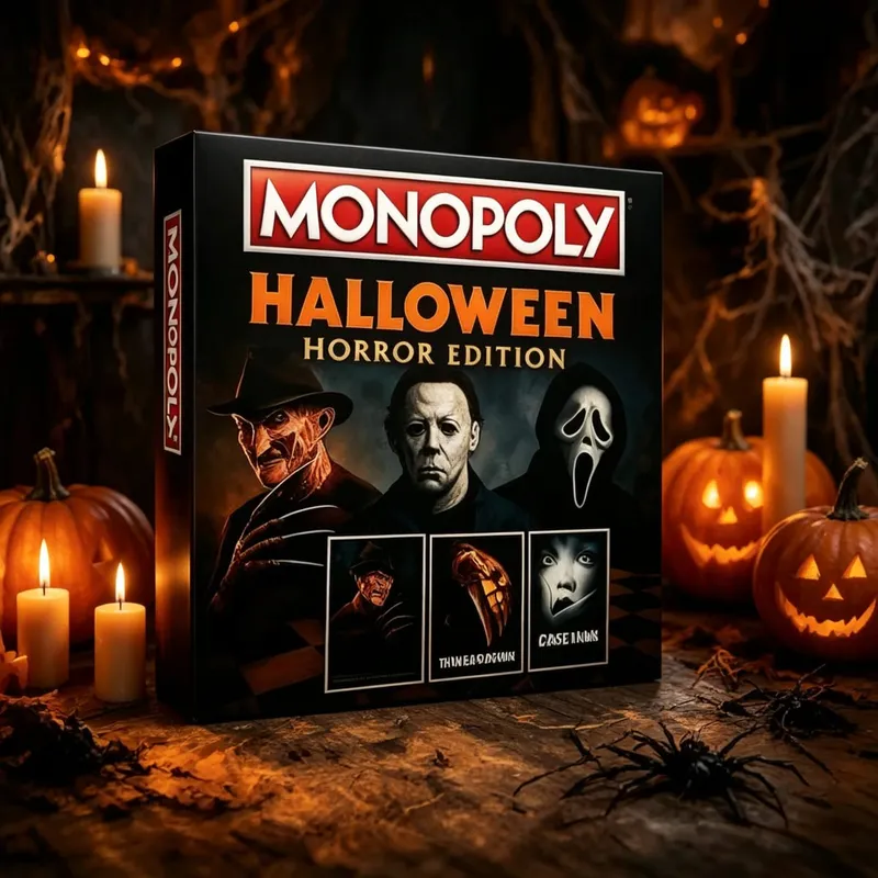 Horror Movie Themed Board Game Halloween Monopoly Style Property Trading Game for Adult Party Family Game Night Gift