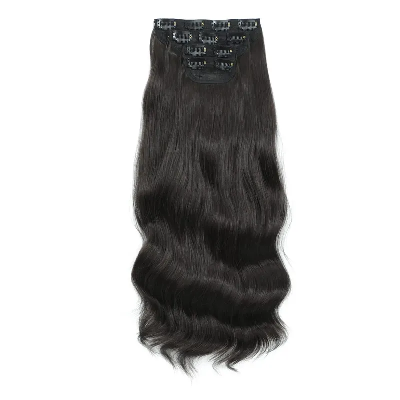 24Inch Clips Body Wave Bundle Ombre Grey Blonde P27/613 4Pcs/Lot Clip In 220g Ombre Brown 6# High Temperature Bio Synthetic Hair