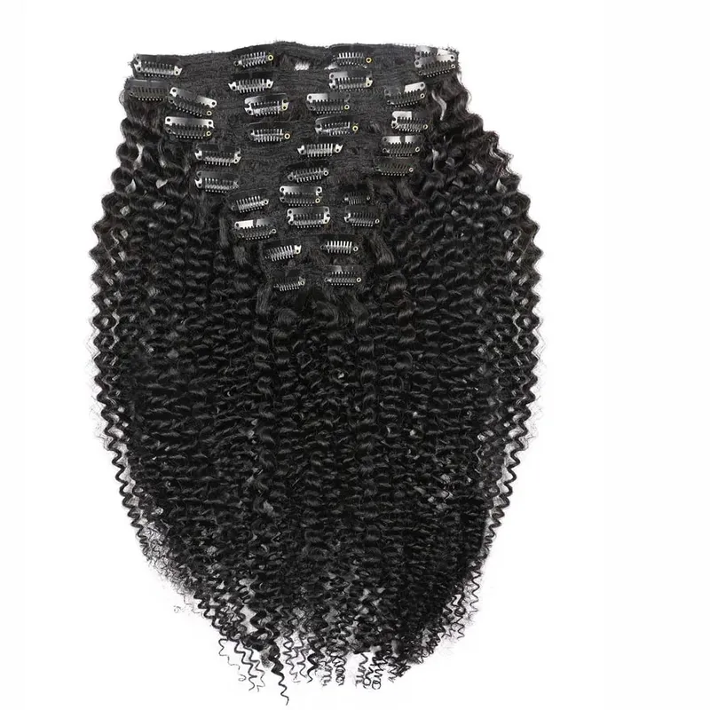 120g Kinky Curly Clip in Hair Extensions Clip Ins Human Hair 8 Pcs Per Set With 18 Clips Human Hair Extensions For Black Women