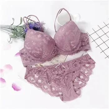 內衣性感胸罩套裝女式聚攏 Lenceria Mujer Femme Underwire Langerie 女孩胸罩與內褲女性蕾絲內衣