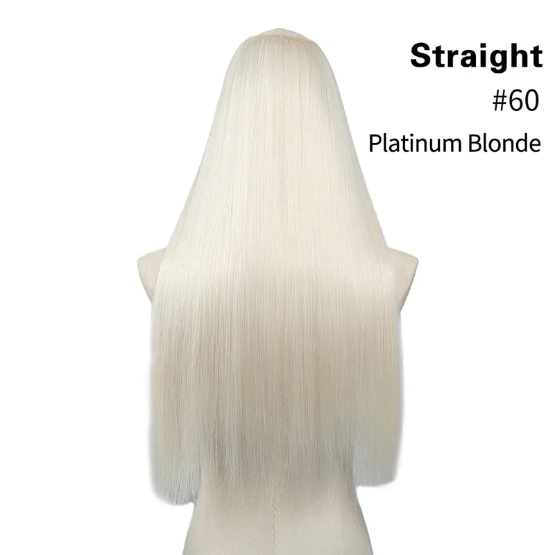 Sintético 24 "20" 16 "grampo na extensão do cabelo u parte cabelo natural em linha reta longo loiro preto falso pedaço de cabelo