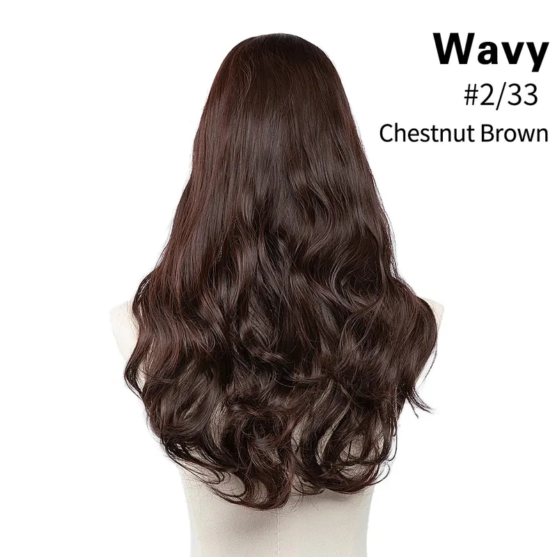 Sintético 24 "20" 16 "grampo na extensão do cabelo u parte cabelo natural em linha reta longo loiro preto falso pedaço de cabelo
