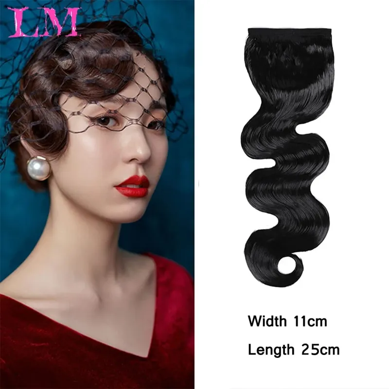 LM Wig Vintage Wavy Wig Bangs Hat for Women Hair Extension Long Curly Wigs Space Hair Bun Surround Headband for Daily Use