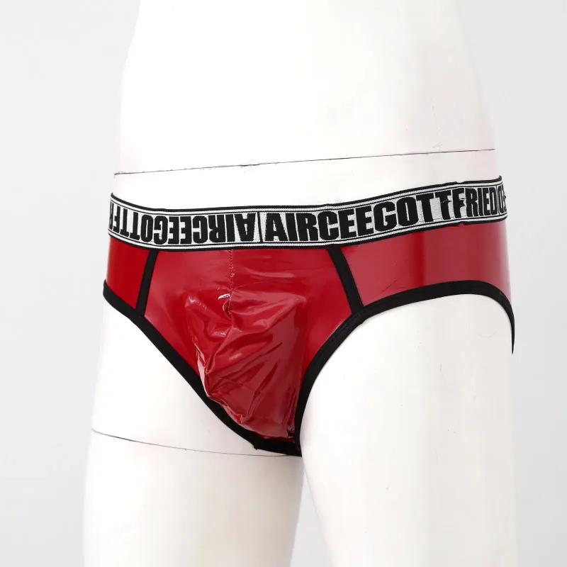 Pánské Krátké spodky z umělé kůže Sexy Mokrý vzhled Nízký pas Vyboulený Váček Kalhotky Spodní prádlo Plavky Plavky Šortky — image 18