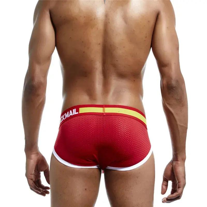 Malha de algodão roupa interior masculina moda cintura baixa briefs shorts esportes casuais boxer troncos — image 4