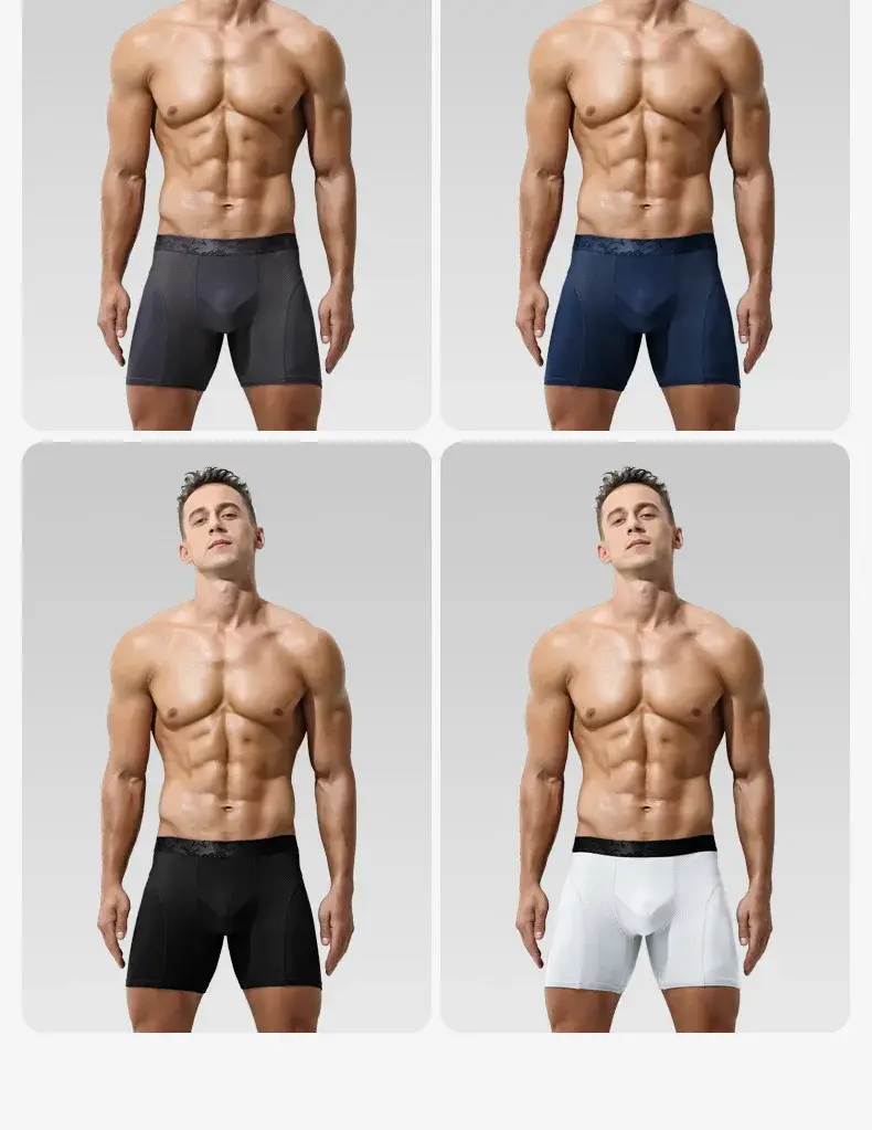 Herren Unterwäsche Modal Boxer Shorts Hombre Solide Mesh Atmungsaktive Höschen Mann Lange Bein Unterhose Cueca Calzoncillos XL-6XL