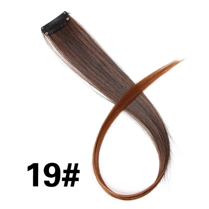 Alileader Clip On Hair Extension 57Color Ombre Straight Hair Extension Clip בחתיכות שיער בטמפרטורה גבוהה פייבר חתיכות שיער