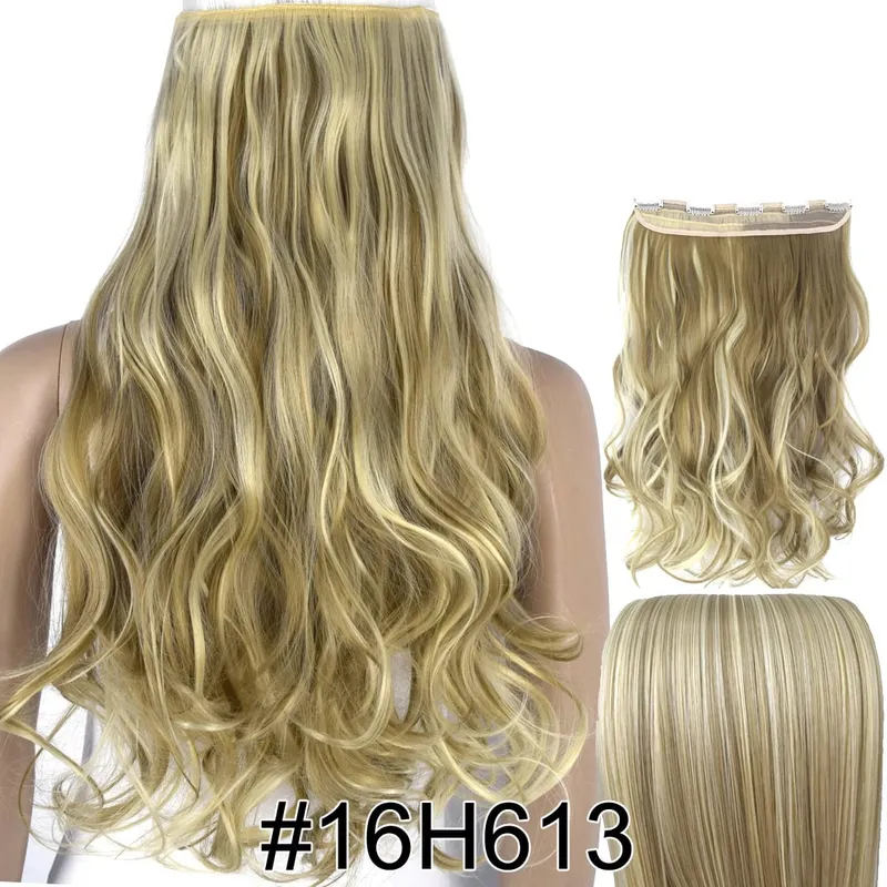 Synthetic Fiber Heat Resistant Wavy 5 Clips on Clip in hair Extensions 5002