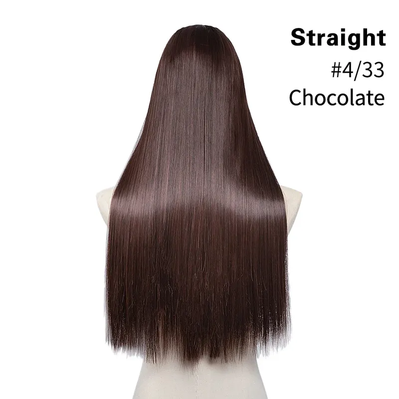 Sintético 24 "20" 16 "grampo na extensão do cabelo u parte cabelo natural em linha reta longo loiro preto falso pedaço de cabelo