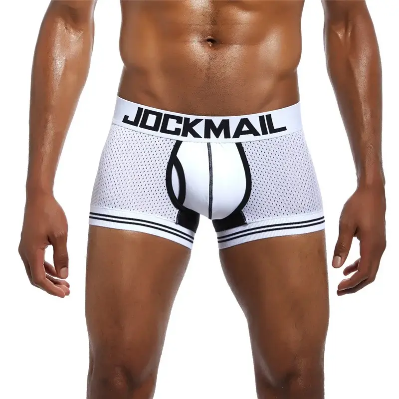 Malha de algodão roupa interior masculina moda cintura baixa briefs shorts esportes casuais boxer troncos — image 10