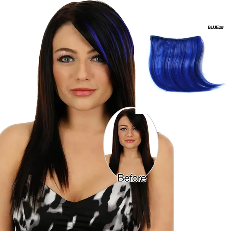 Colorful Clip in Synthetic Hair Bangs Gradient Hairpiece Fake Hair Piece Extensions for Women Girls Hair Extensions