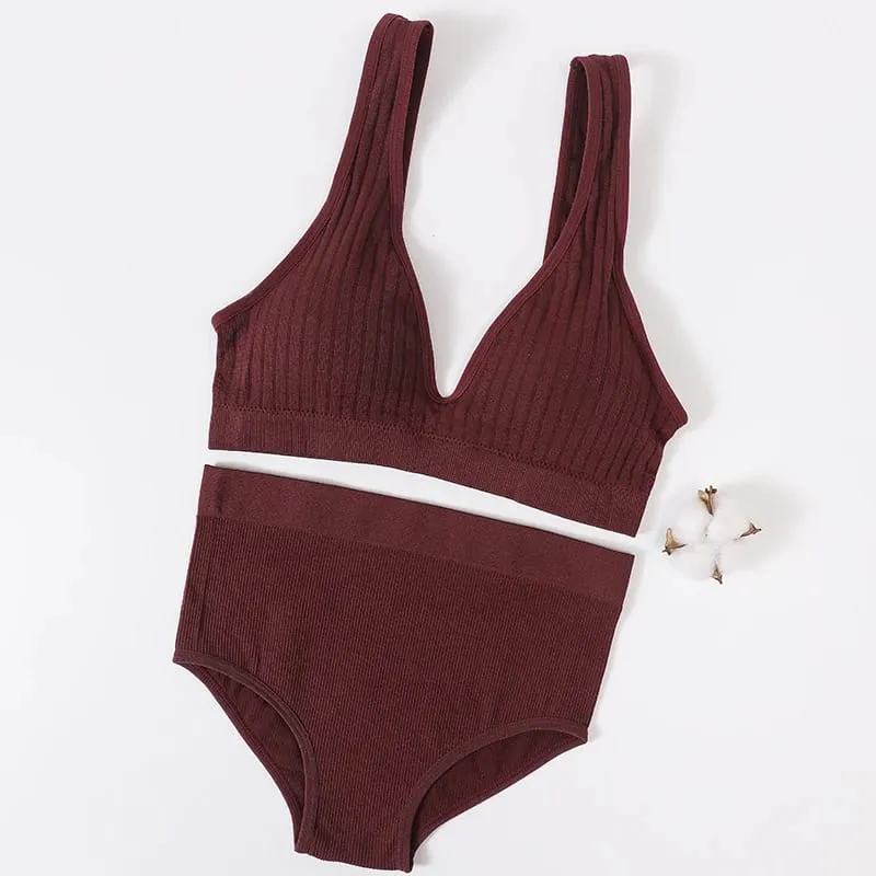 Frauen Bh Kurze Set Tiefe V Rippen Bh Nahtlose Bralette Sport Crop Top Fitness Unterwäsche Weibliche Sexy Dessous Mode Büstenhalter — image 7