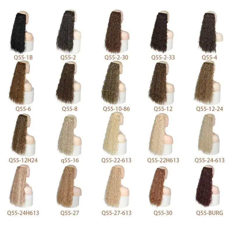 Synthetic Long Wave 5 Clips Hair Extensions Clips in High Temperature Fiber Black Brown Hairpiece